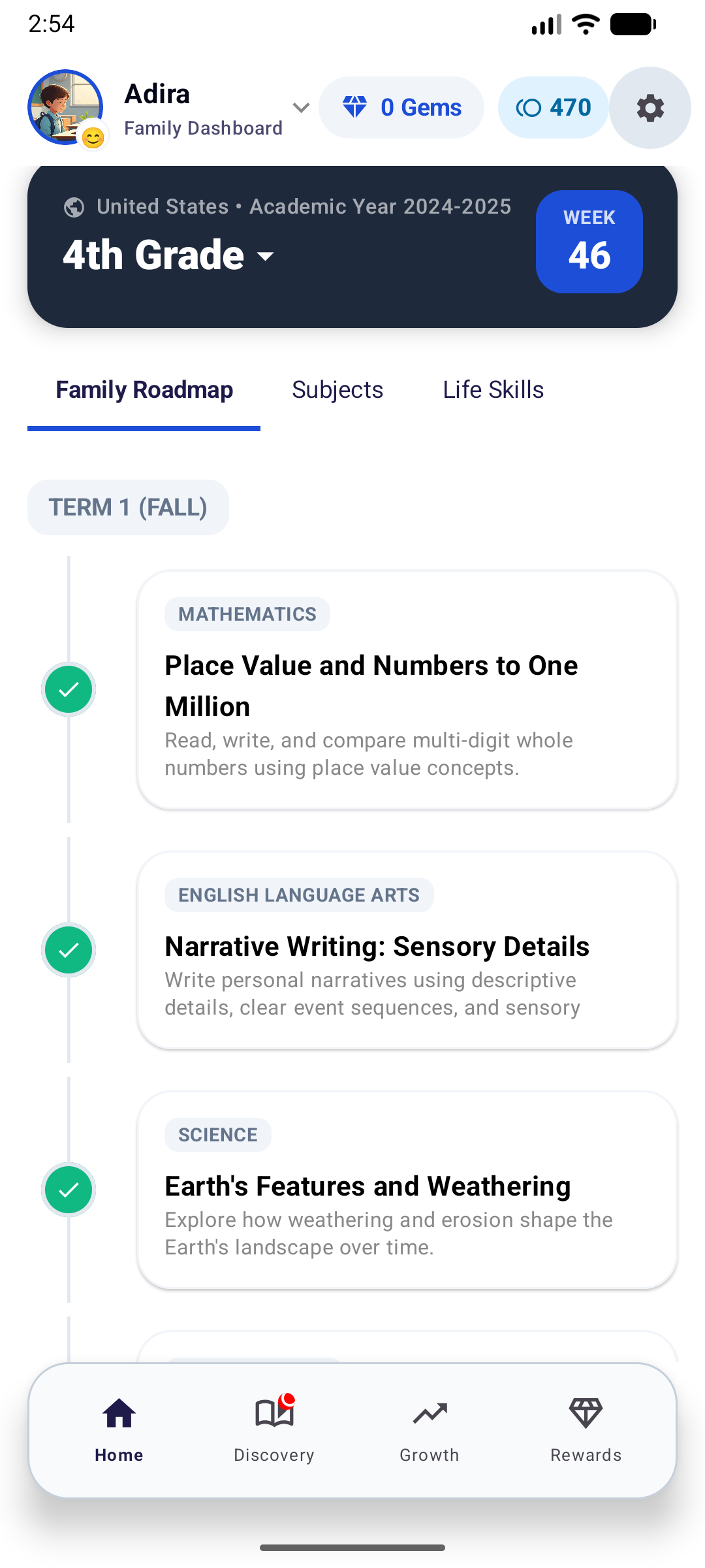 GradeGrow home dashboard